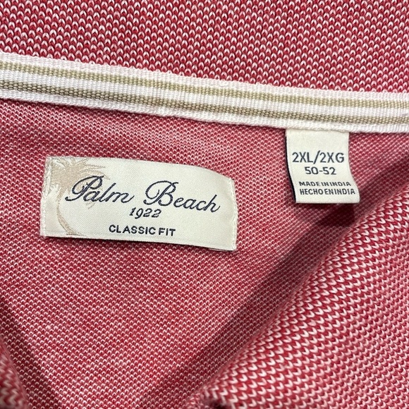 Palm Beach 2XL Classic Fit Vermillion Red and white 3 button golf polo shirt - Picture 8 of 10